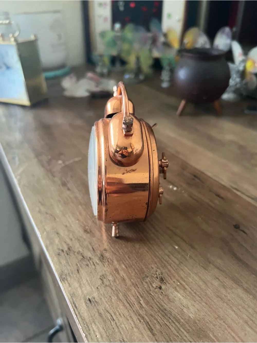 Copper-Tone Twin Bell Wall Clock Accent